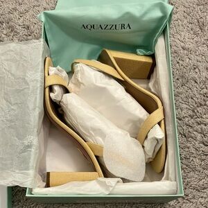 Aquazzura Yellow Wedge Sandals